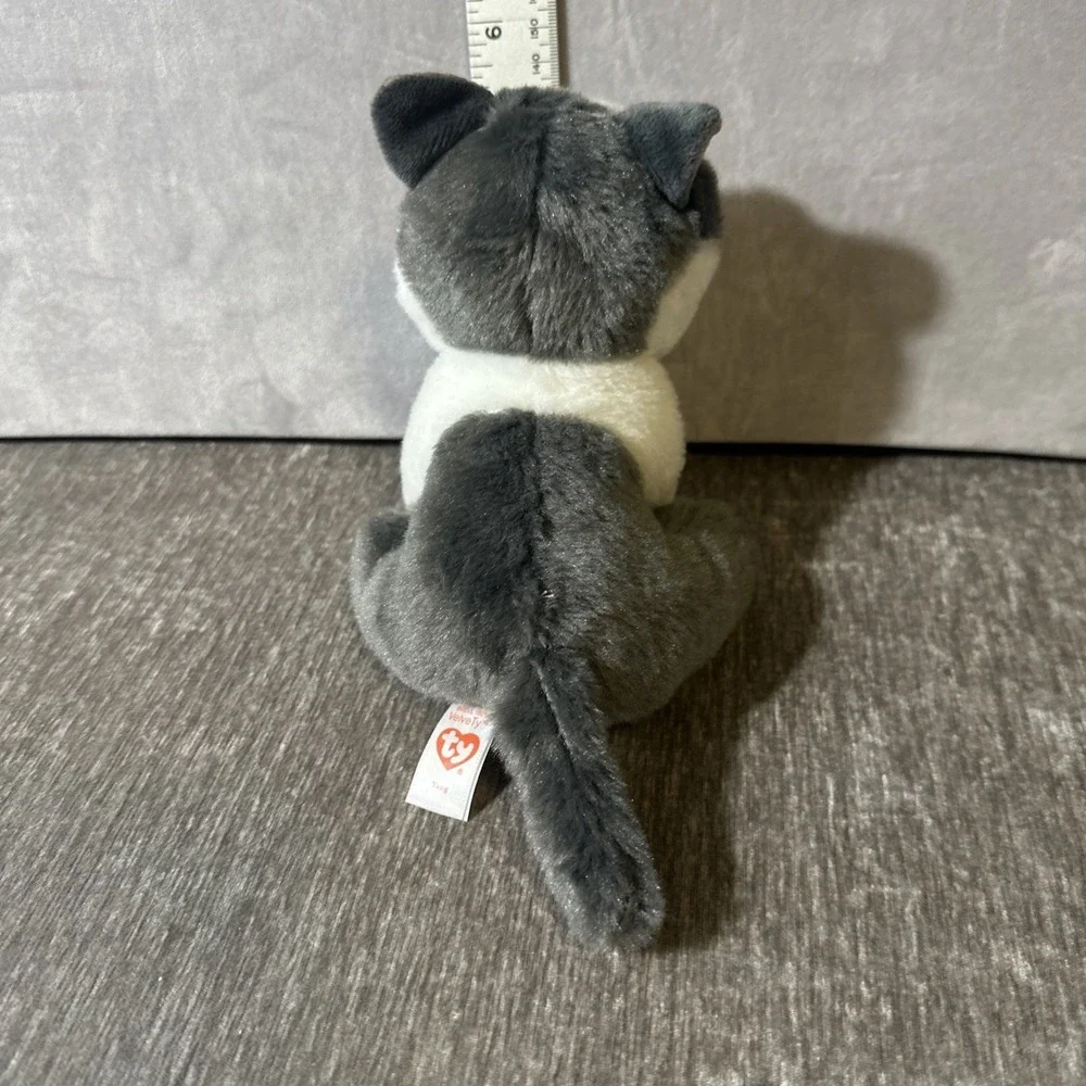 TY Beanie Babies Yang Plush Cat‎ Gray White Velve TY Kitten 6